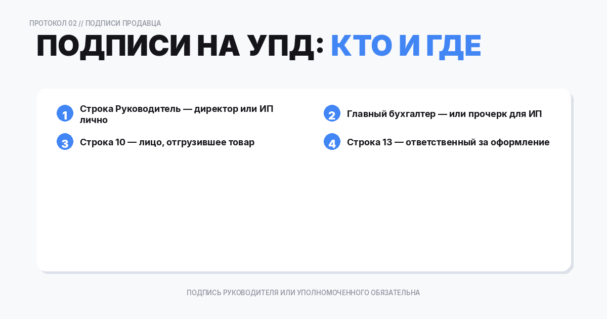 Подписи на УПД
