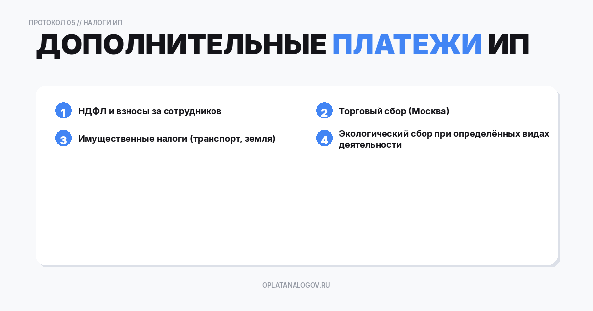 Дополнительные платежи