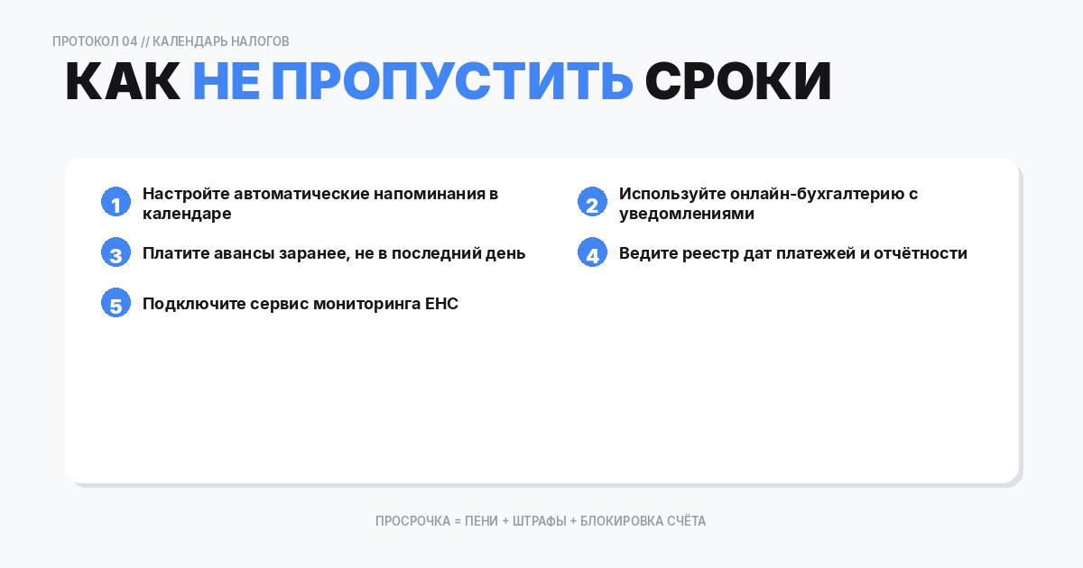 Как не пропустить сроки
