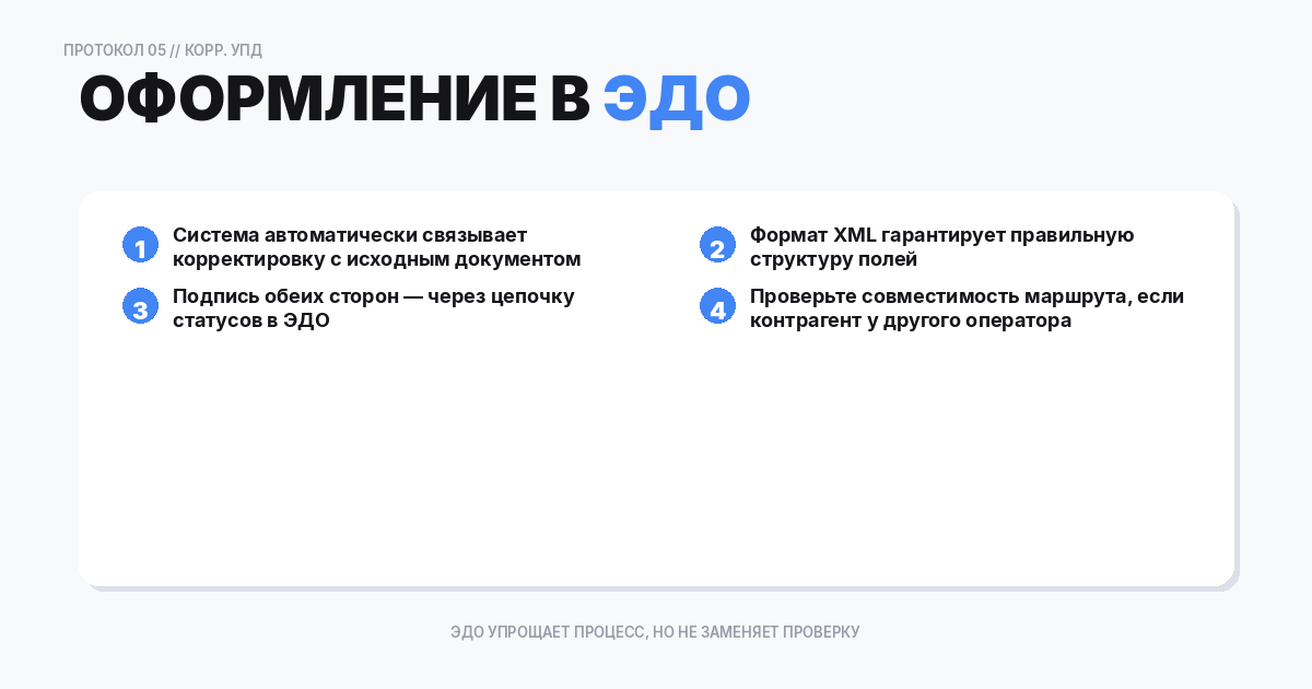 Как оформить корректировочный УПД в ЭДО