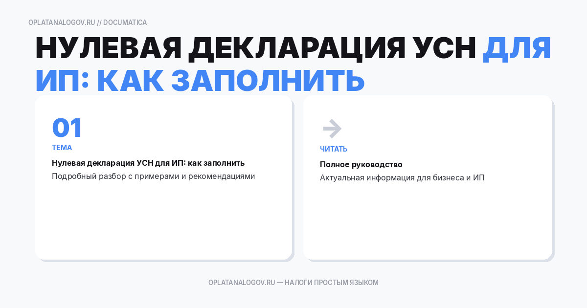 Нулевая декларация УСН для ИП: как заполнить