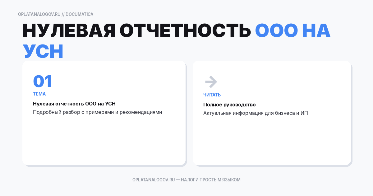 Нулевая отчетность ООО на УСН