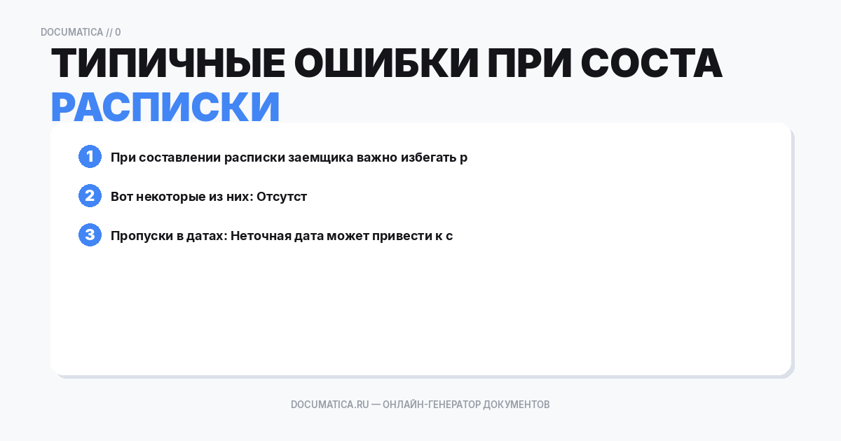 Типичные ошибки при составлении расписки