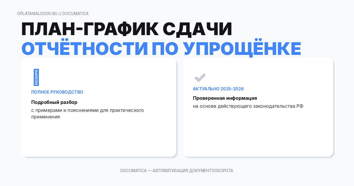 План-график сдачи отчетности налогоплательщиков по упрощенке