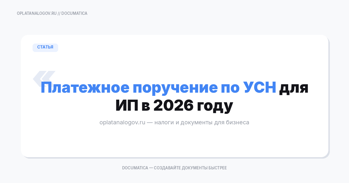 Платежное поручение по УСН для ИП в 2026 году