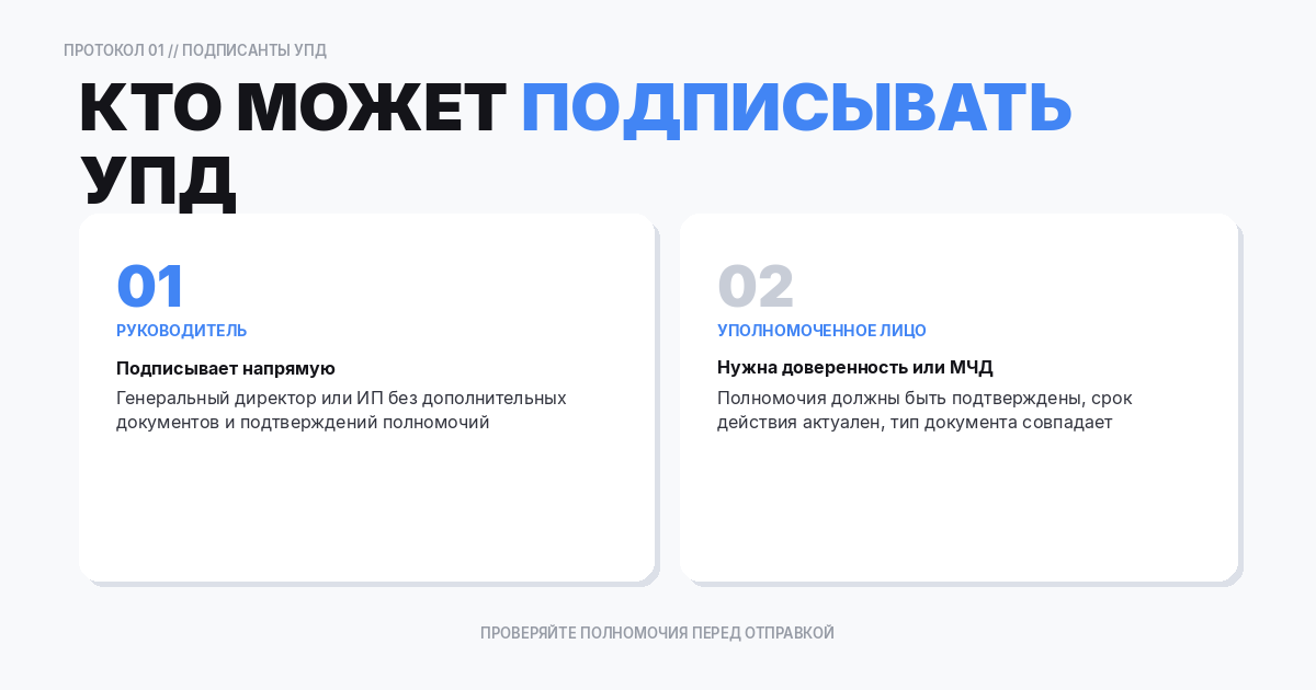 Кто может подписывать УПД
