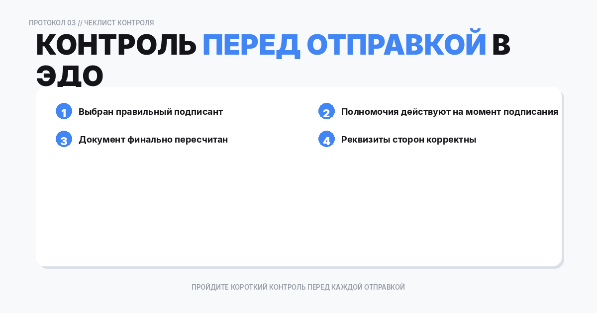 Контроль перед отправкой
