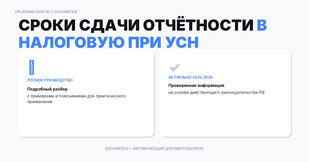 Сроки сдачи отчётности в налоговую при УСН в 2026 году