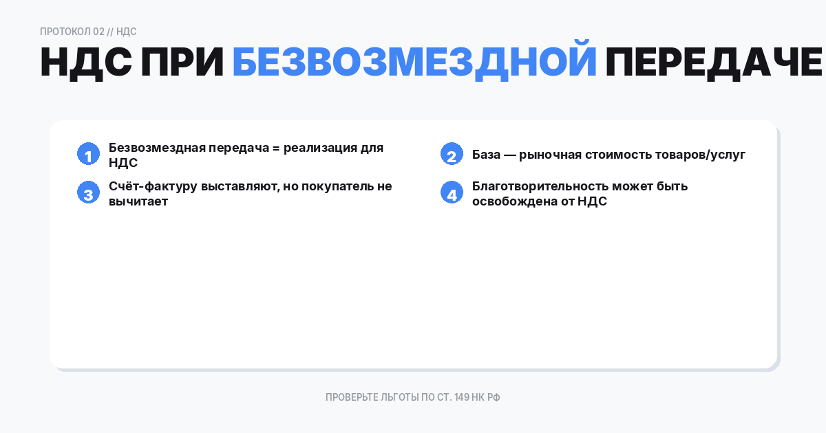 НДС при безвозмездной передаче