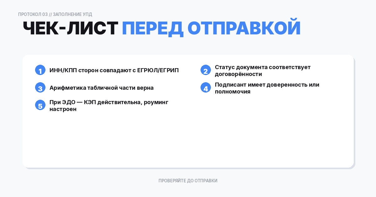 Чек-лист перед отправкой
