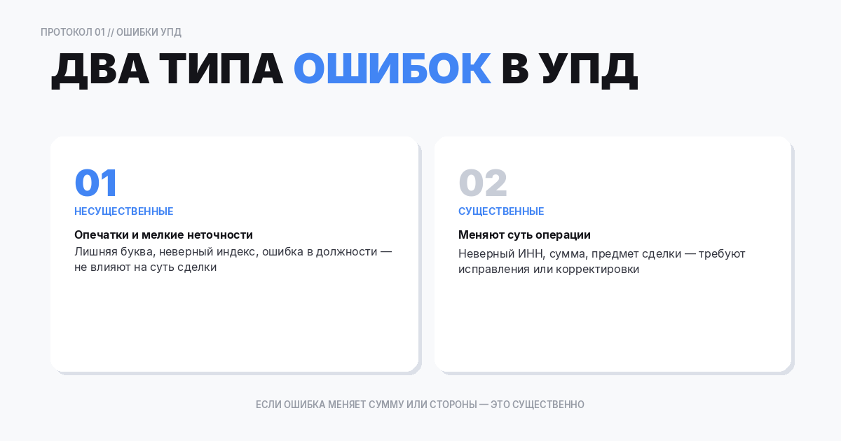 Какие ошибки в УПД бывают