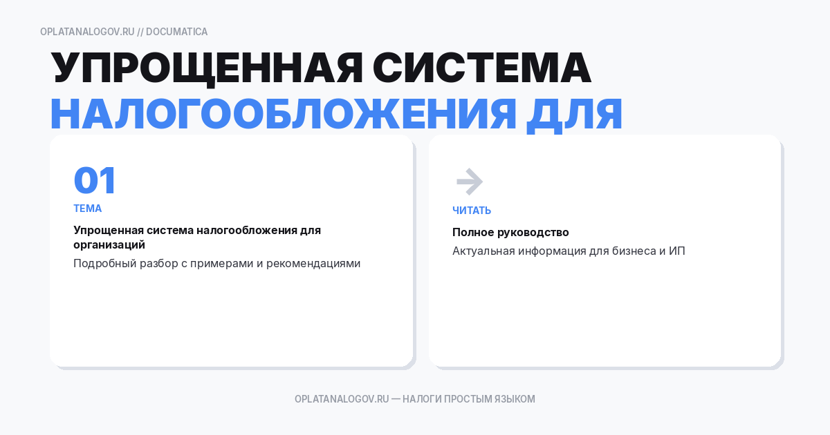 Упрощенная система налогообложения для организаций